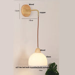 Clear Glass LED Wall Lights with Wood Pull Chain Switch, Modern Art Bedside Lamp