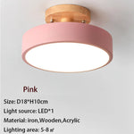 Modern LED Ceiling Lamp - Wood Round Ceiling Lights Macaron Chandelier