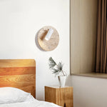 LED Wall Light Fixtures Bedroom Modern Button Switch Yellow Travertine White Iron Bedside Lamp
