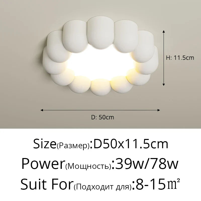 Nordic Flower LED Ceiling Light Cream Green White Round Bedroom Hotel Bathroom Afralia™