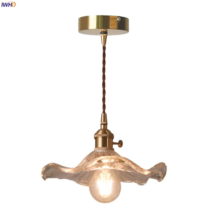 Lotus Leaf Glass LED Pendant Light - Japanese Style Loft Bar Living Dining Bedroom