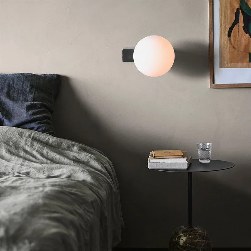 Glass Ball Wall Sconce Light: Metal Base, G9 Bulb