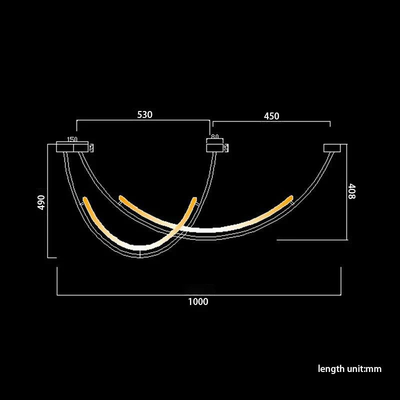 Long Curve Ceiling Chandelier for Modern Living Room and Villa Decor