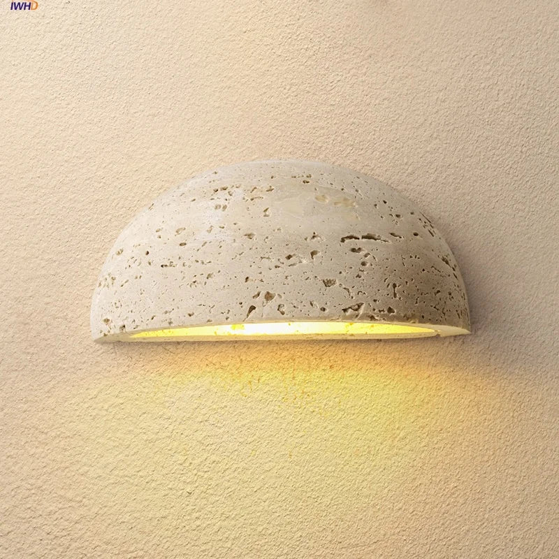Travertine LED Wall Light: Ancient Chinese Style for Aisle, Study, Porch, Bedside.