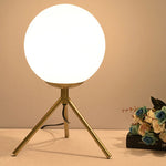 LED Brass Glass Table Lamp for Bedside Reading Desk - Modern Round Ring Design