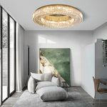 Crystal Luxe C-Shape LED Ceiling Lamp Gold Finish