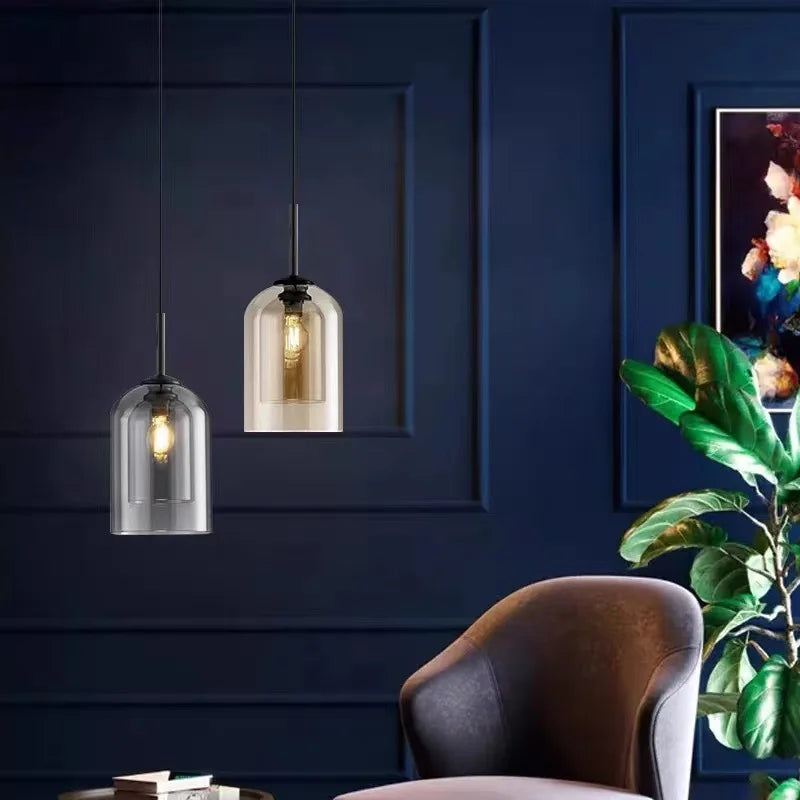 Modern Glass Pendant Chandelier Ceiling Lamp for Dining, LED Island Fixture