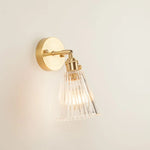 Afralia™ Striped Glass LED Wall Sconce Copper Arm Vintage Lampara Pared