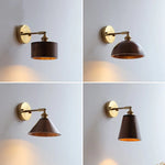 Nordic Walnut Wood Copper Up Down LED Wall Sconce Bedside Lamp