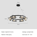 Smoky Gray Glass Chandelier LED Pendant Light for Luxe Dining Room