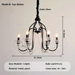 Black E14 Candle Chandelier: French Living Room Pendant Lighting for Home Decor