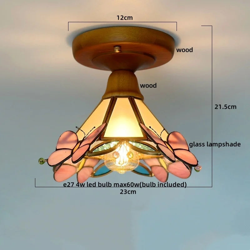 LED Glass Wood Ceiling Light Modern Plafondlamp for Living Room