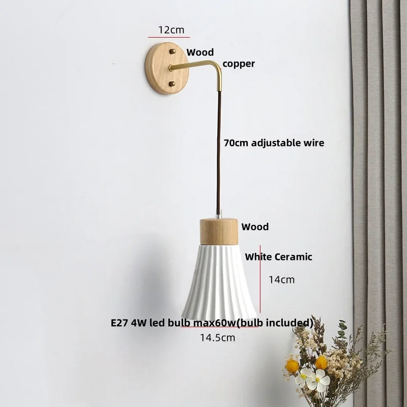 Ceramic LED Wall Lamp Modern Wood Decor Stair Light Fixtures