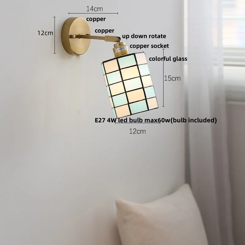 Rotatable Glass LED Wall Lamp with Copper Socket and Pull Chain Switch