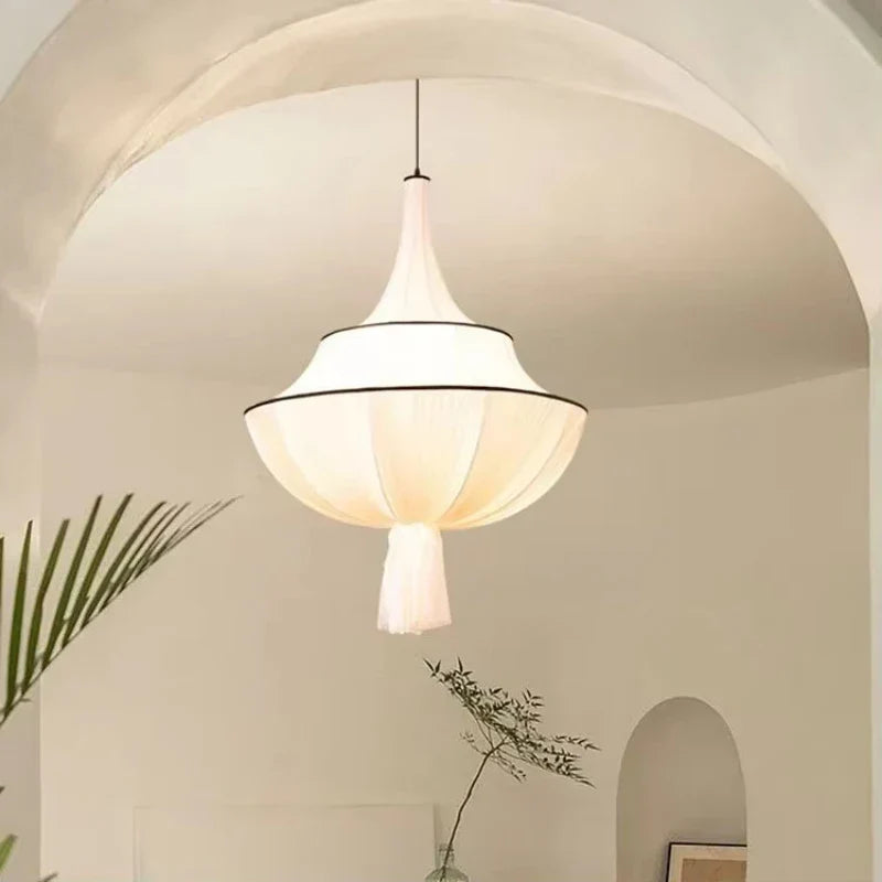 Creamy E27 Foyer Chandelier: French-Inspired LED Pendant Lights for Bedroom, Art Decor Lampara