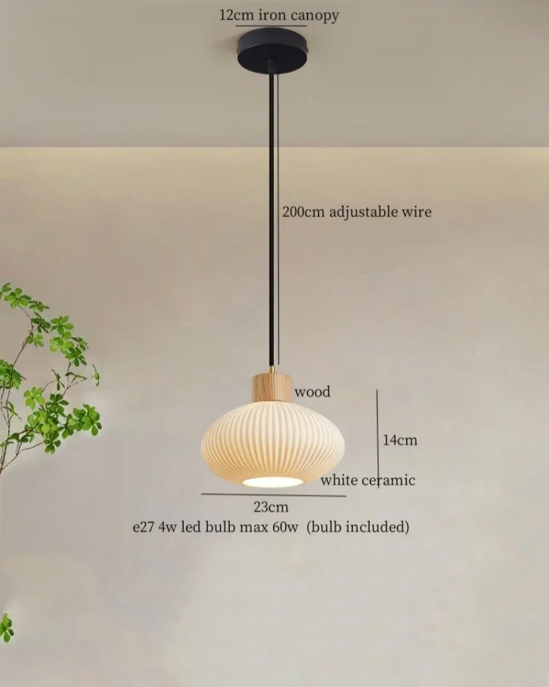 Nordic White Ceramic LED Pendant Light for Modern Living Spaces