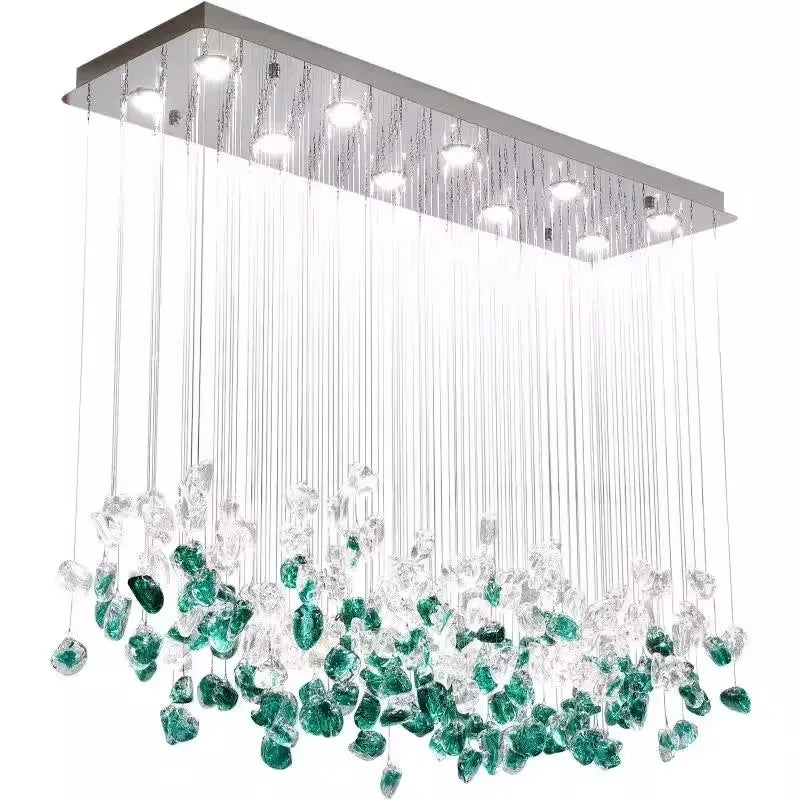 Glass Stone Chandeliers: Modern Luxury LED Pendant Lights for Dining Room Art Decor