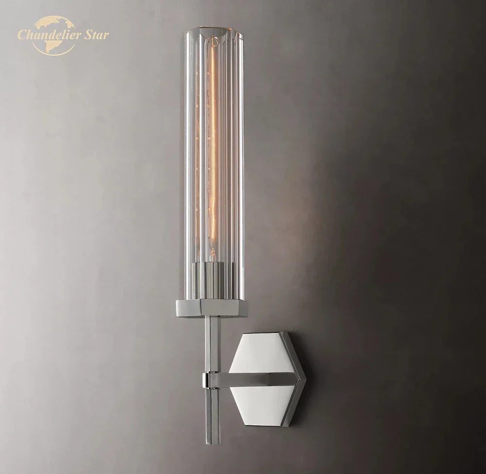 Hexagonal LED Crystal Sconce: Modern Wall Lighting for Bathroom, Living Room, Bedroom