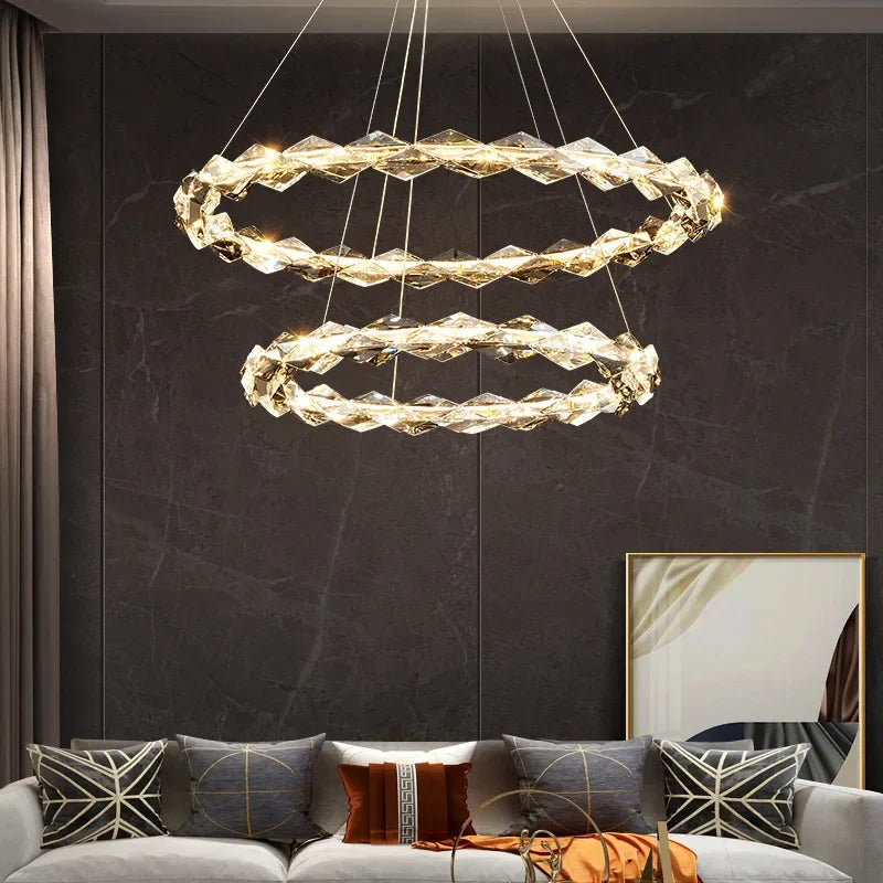 Crystal Chandelier Pendant Light - Dimmable Modern Luxury LED Chrome Luminaria