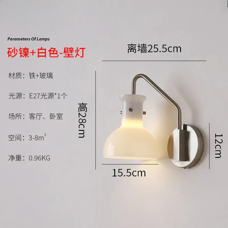 Bauhaus Glass LED Wall Lamp Iron Art Decor for Bedroom Living Room