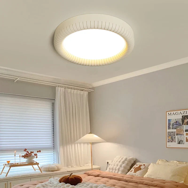 Nordic Flower LED Ceiling Light Cream Green White Round Bedroom Hotel Bathroom Afralia™