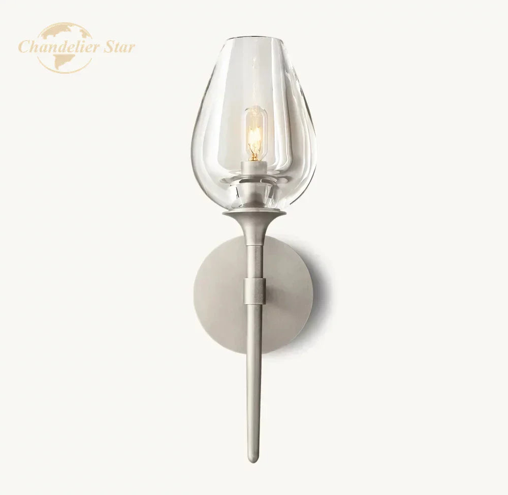 Tulip LED Glass Wall Sconce for Bedroom Bathroom Living Room - Modern Indoor Lighting
