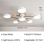 Modern LED Ceiling Lamp - Wood Round Ceiling Lights Macaron Chandelier