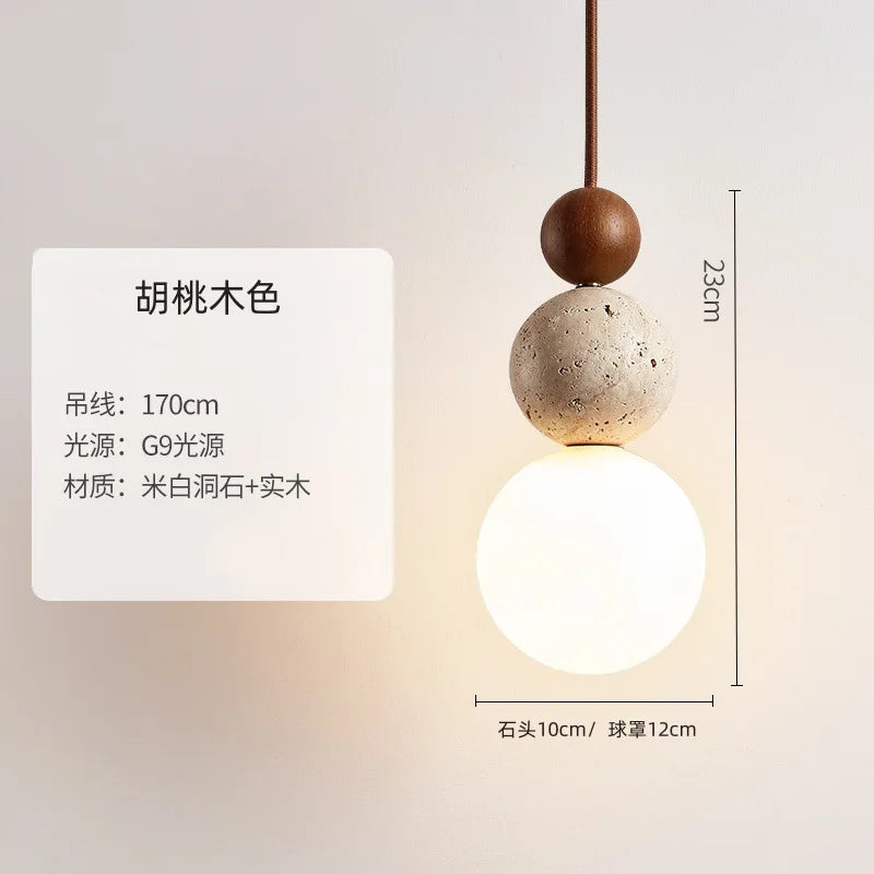 Travertine Stone Pendant Chandelier for Bedroom and Dining Room