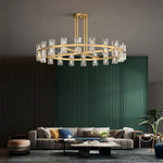 Crystal Black Gold Luxury LED Hanging Pendant Light for Living Room
