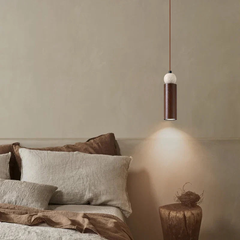 Afralia™ Vintage LED Pendant Light Fixture Iron Yellow Travertine Hanging Lamps Luminaire