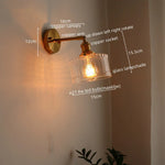 LED Glass Copper Wall Sconce Pull Chain Switch Lamp for Bedroom Living Room