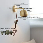 Copper Wall Light with Pull Chain Switch, Modern Nordic Design