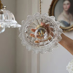 Afralia™ Flower Glass LED Pendant Lights with Walnut Wood Finish