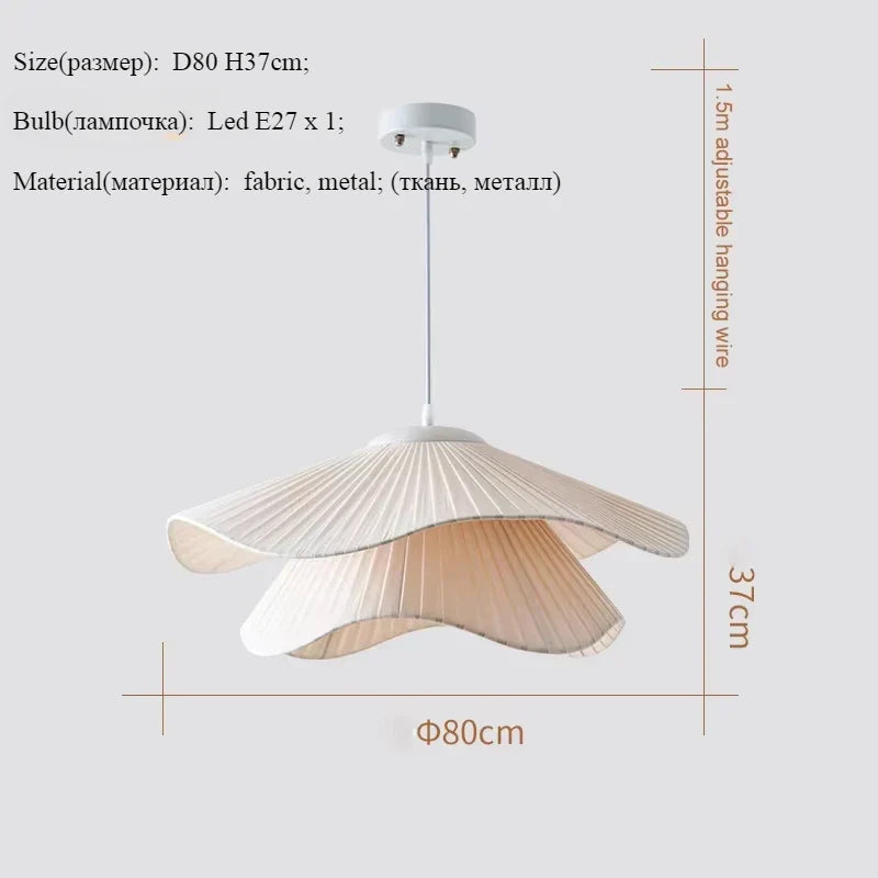 Afralia™ Nordic White Fabric Pendant Chandelier with LED Lighting for Dining Room & Bar