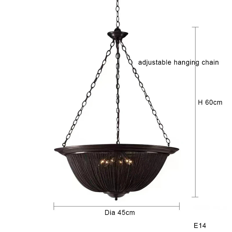 Black Aluminum Chain Tassel Pendant Lights - Dimmable Classic Chandelier