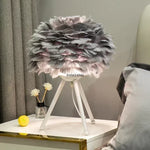 Feather Table Lamp Desk Light for Bedroom and Living Room