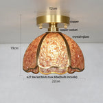 Copper Canopy LED Ceiling Light Glass Crystal Nordic Modern Decor for Home