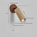 White Glass LED Wall Lamps Pull Chain Yellow Travertine Modern Bathroom Light