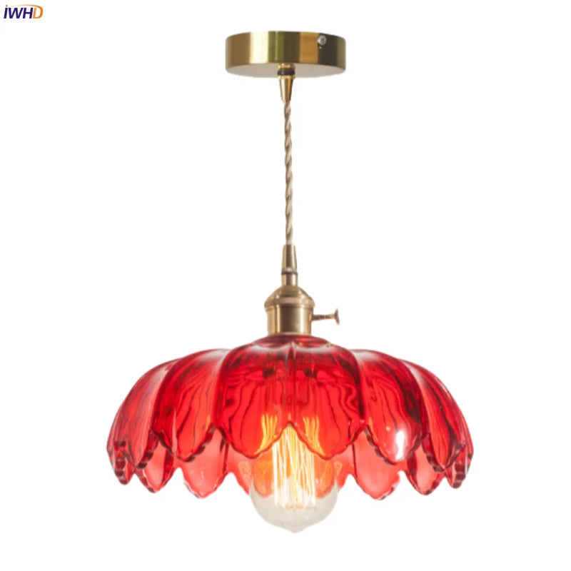 Afralia™ Brass Glass LED Pendant Lamp for Cafe Bar Restaurant Bedroom Loft