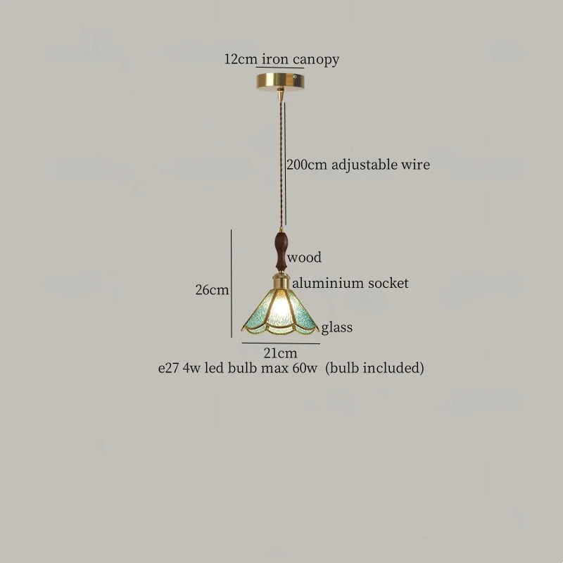 Afralia™ Green Glass LED Pendant Lights American Vintage Hanging Lamp