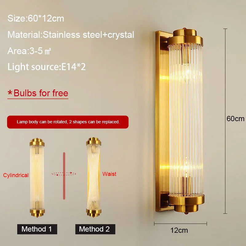 Crystal Wall Lamp: Modern LED Indoor Lighting for Luxury Living Room, Bedroom, and Aisle