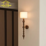 Wall Lamp LED E27 Solid Walnut/Black Wood Medieval Design