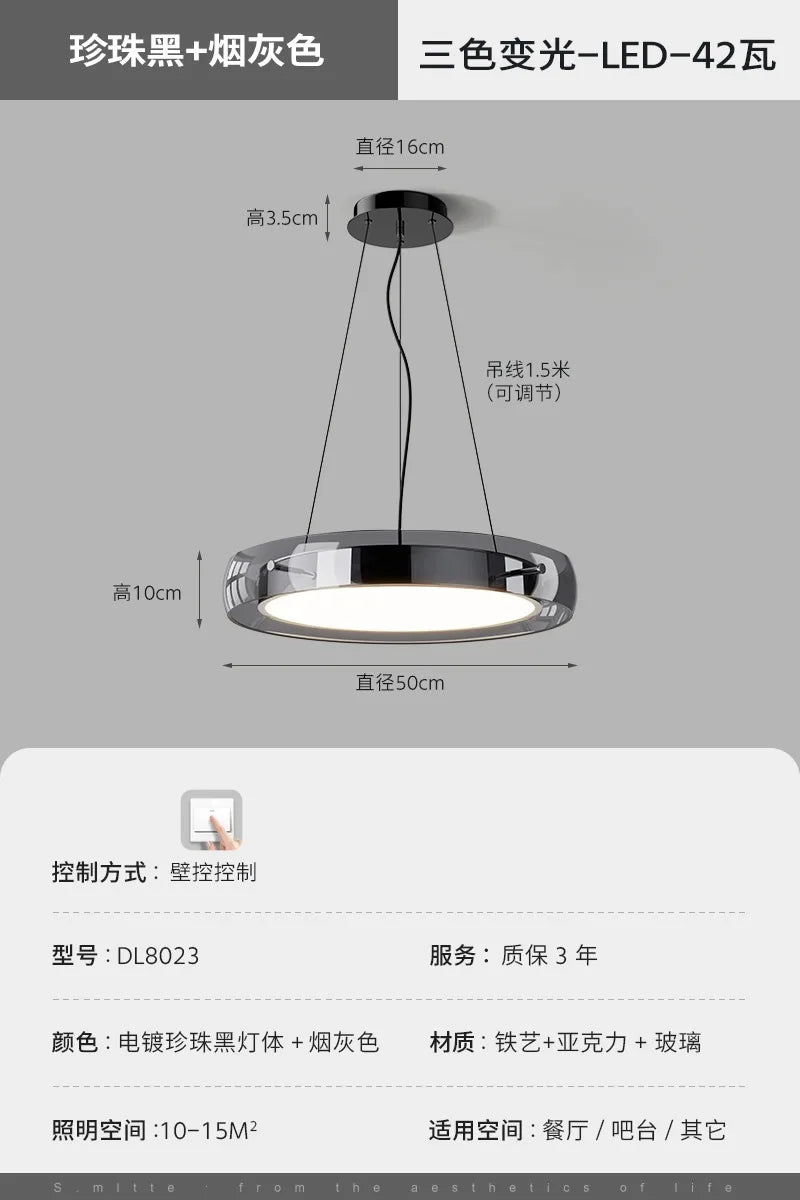 Minimalist Glass Pendant Light LED for Bedroom Living Room Cafe