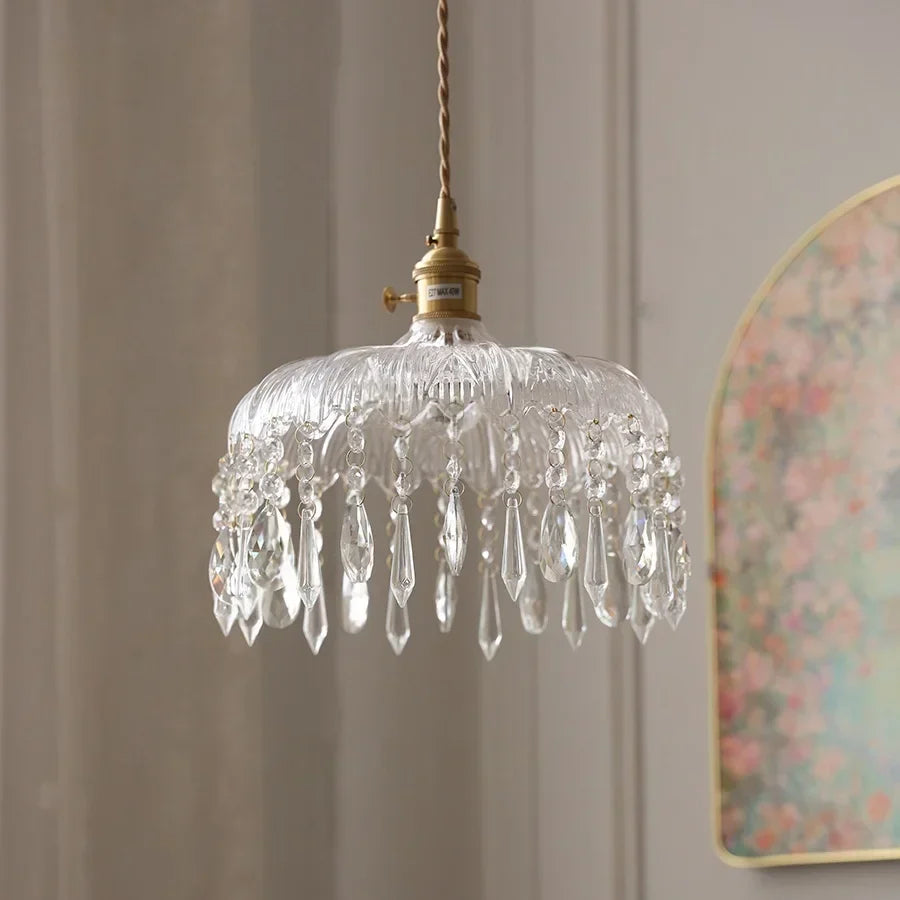 Afralia™ Crystal Glass LED Pendant Lamp: Modern Luxury Interior Lighting for Home Decor