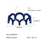 Blue Metal Arch Chandelier Pendant Light - Modern Design for Home Décor