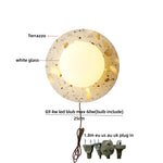 Terrazzo Stone Glass LED Wall Light Fixture with Pull Chain Switch