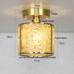 Copper Canopy LED Ceiling Light Glass Crystal Nordic Modern Decor for Home