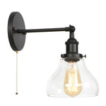 Black Iron LED Wall Lights Industrial Pull Chain Switch Bedroom Dining Room Loft