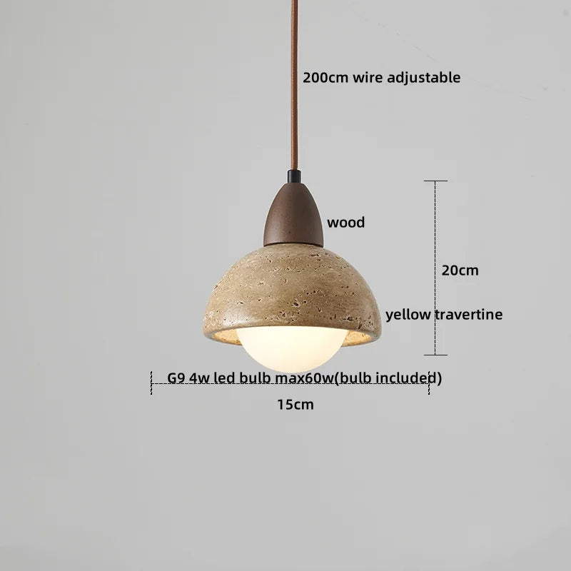 Travertine LED Pendant Lamp for Bar Bedroom Living Room Décor