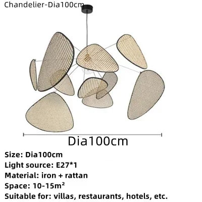 Rattan Ceiling Chandelier Pendant Light for Living Dining Bedroom